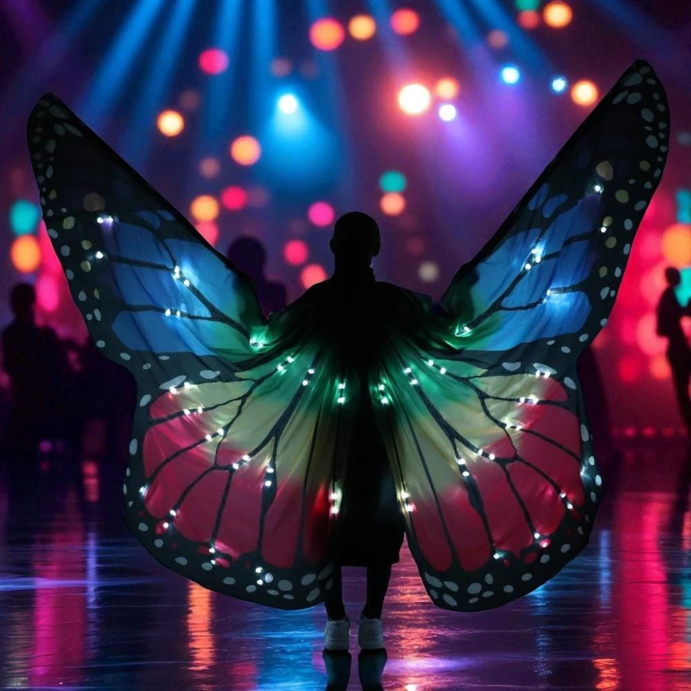 Colorful LED Butterfly Wings: Rave Festival Costume with Remote
