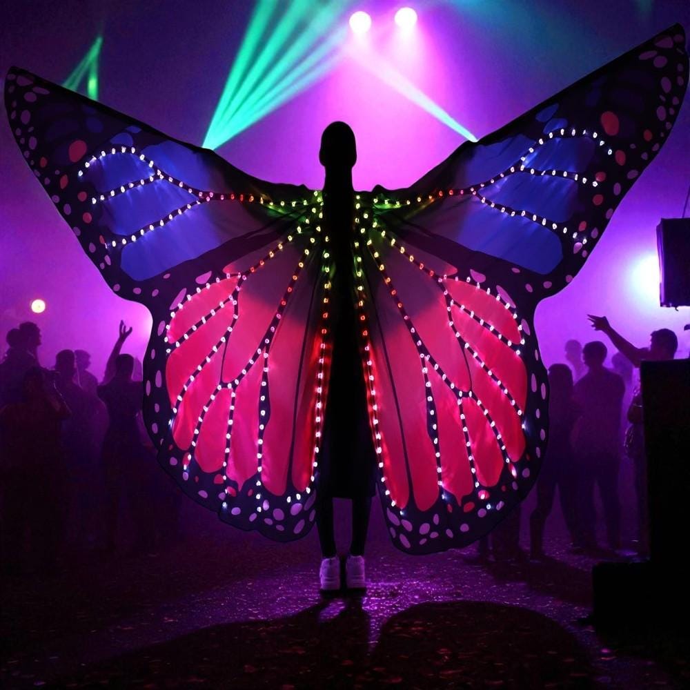 Colorful LED Butterfly Wings: Rave Festival Costume with Remote