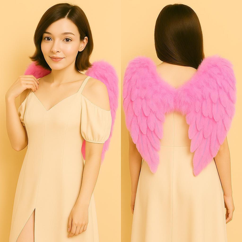 Angel feather wings – white feathered costume wings for raves, festivals, cosplay, bridal – lightweight & adjustable