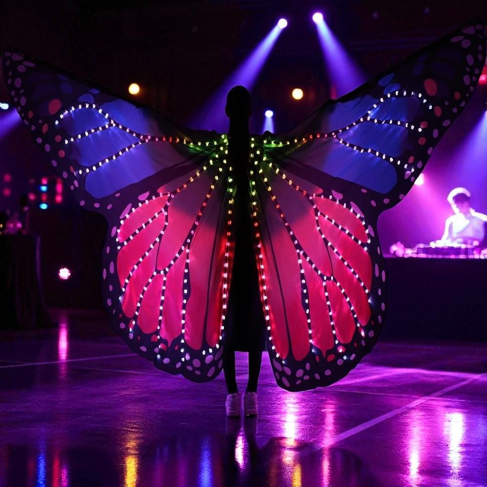 Colorful LED Butterfly Wings: Rave Festival Costume with Remote
