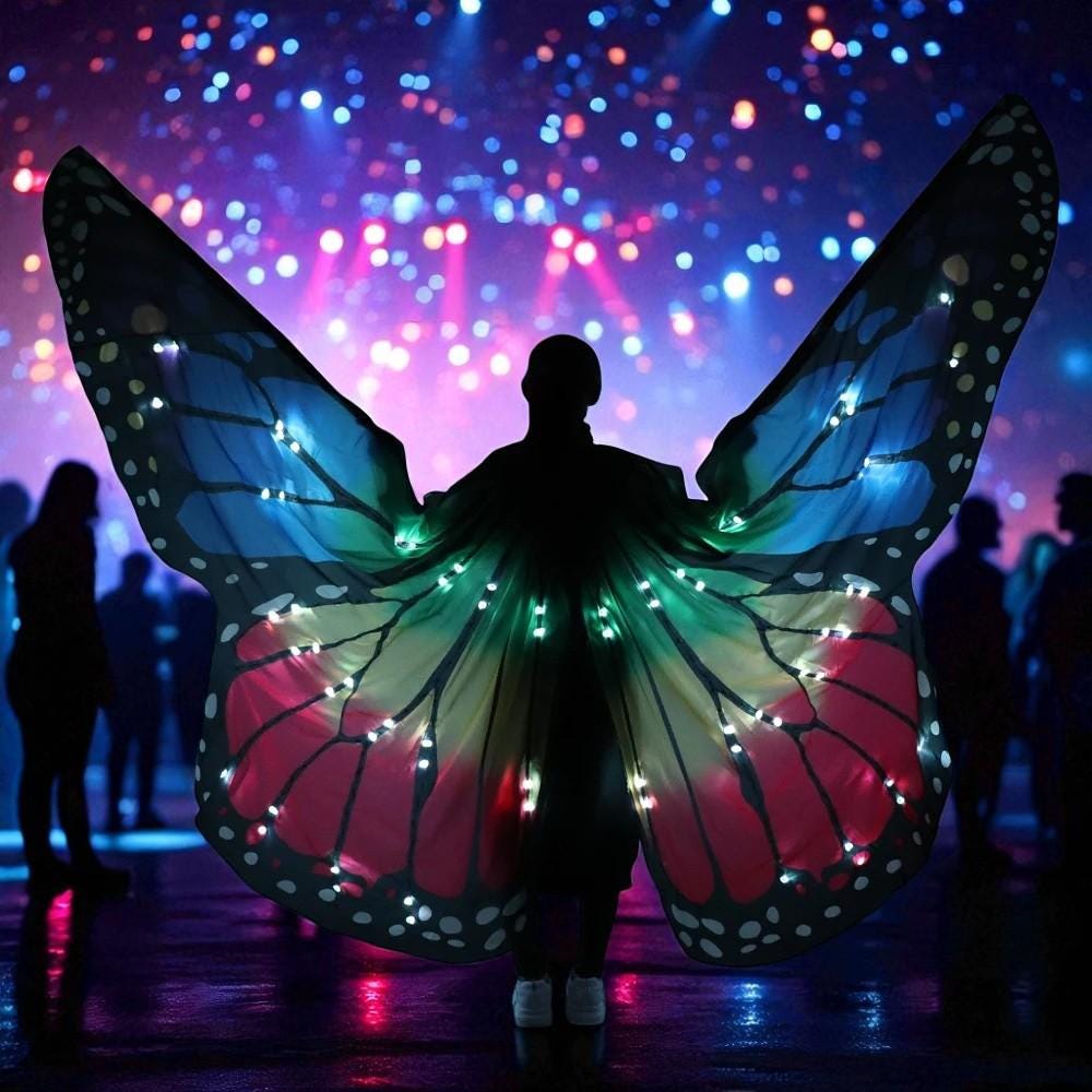 Colorful LED Butterfly Wings: Rave Festival Costume with Remote