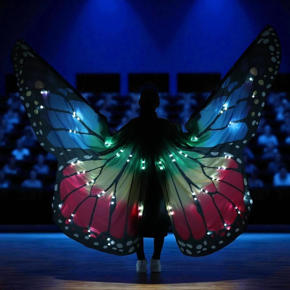 Colorful LED Butterfly Wings: Rave Festival Costume with Remote
