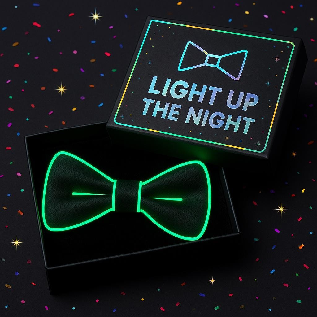 Glow-in-the-Dark LED Bowtie: Rave Light-Up Bow Tie for Kids & Adults