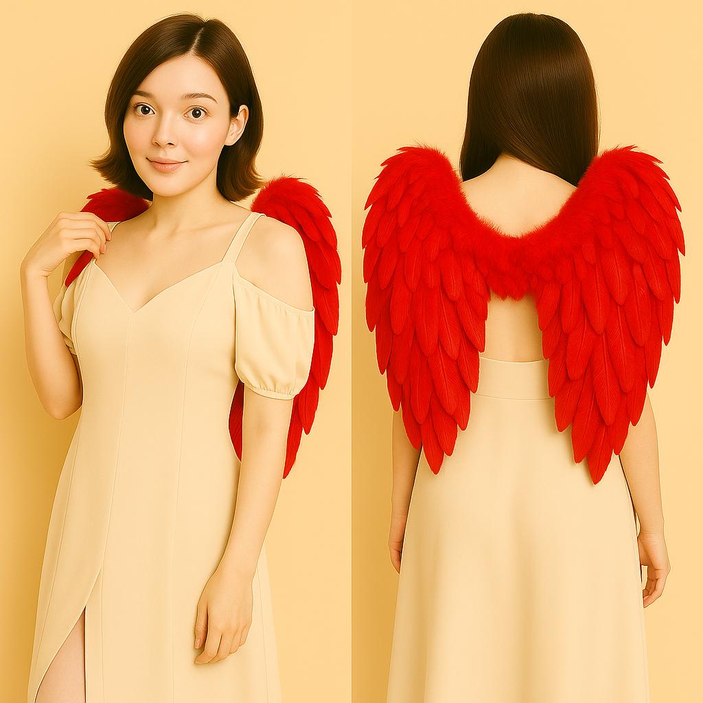 Angel feather wings – white feathered costume wings for raves, festivals, cosplay, bridal – lightweight & adjustable