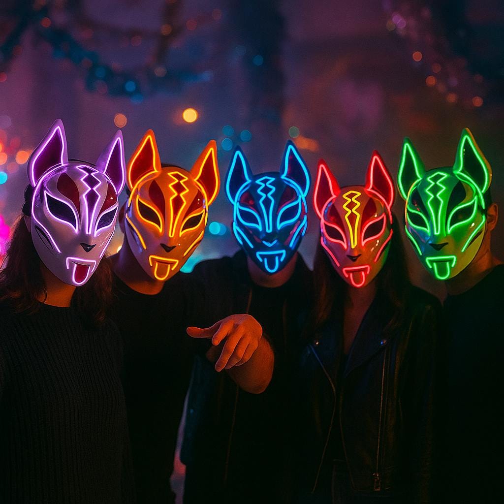 Anime Fox Mask: Japanese Cosplay Mask for Halloween, Rave & Game Themes