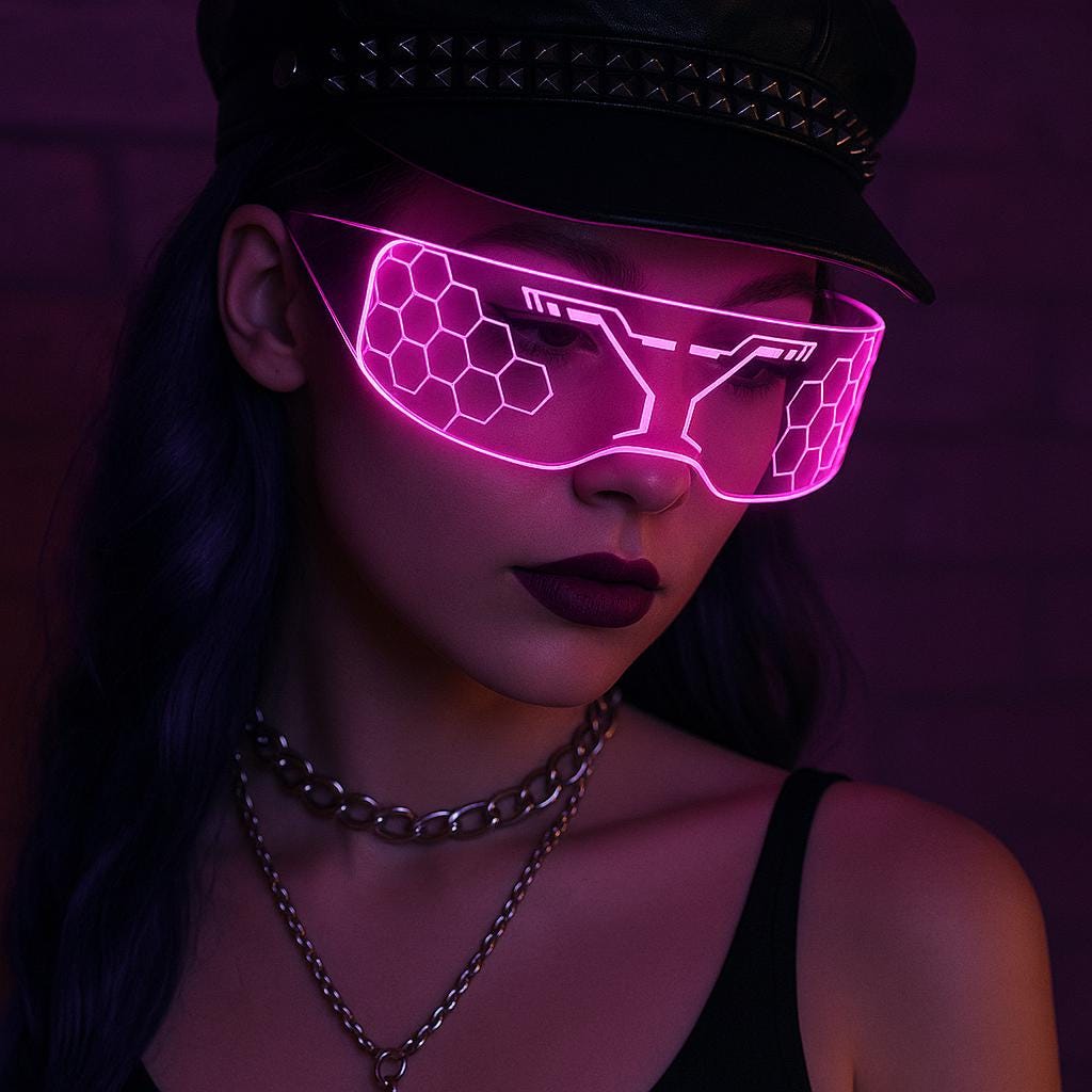 Futuristic LED Rave Visor Glasses: 7 Colors, 4 Modes - 2 Pairs