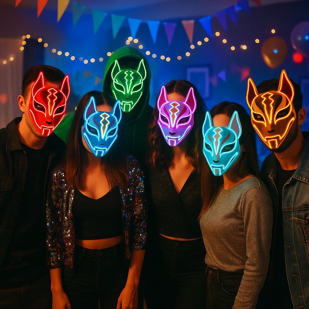 Anime Fox Mask: Japanese Cosplay Mask for Halloween, Rave & Game Themes