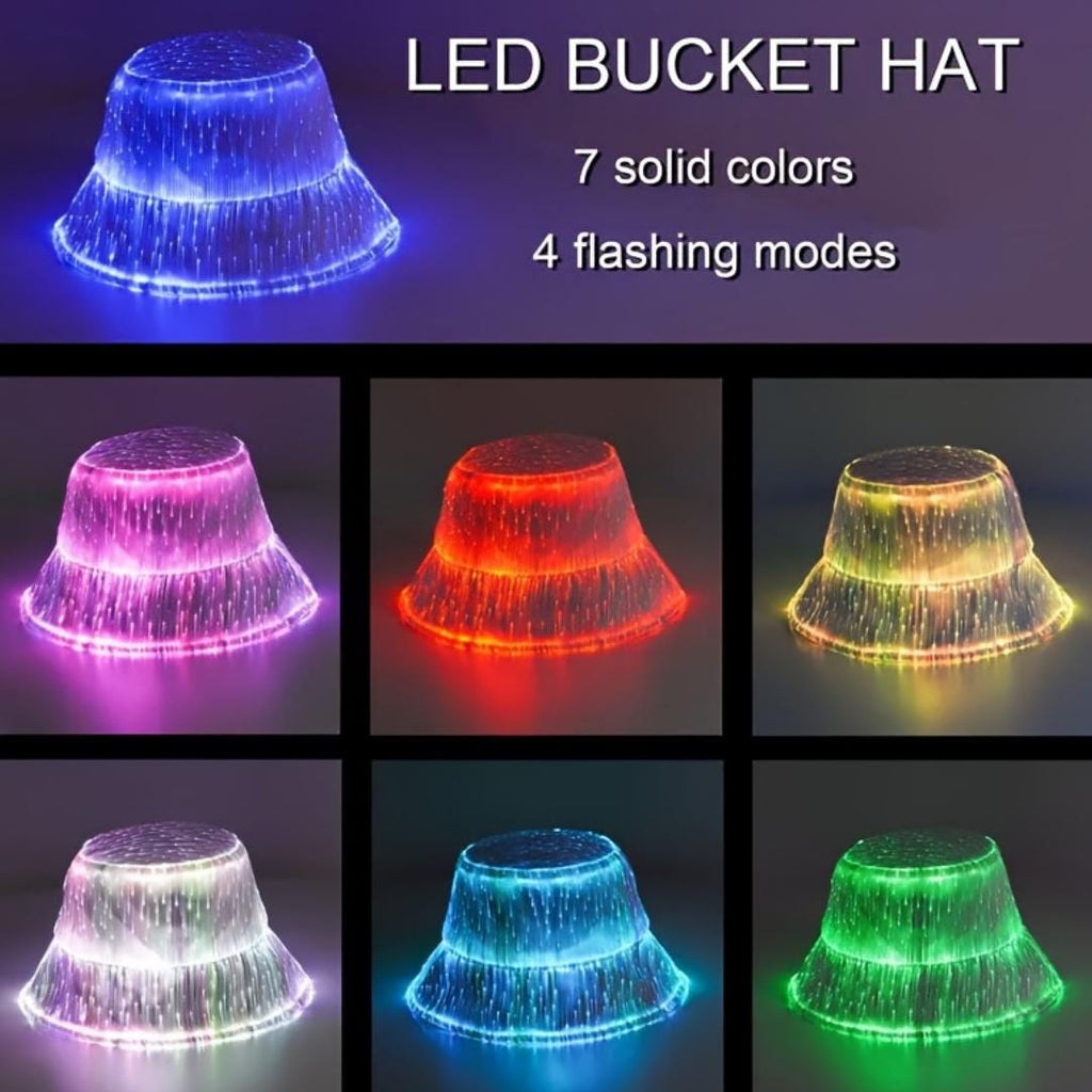 Fiber Optic LED Bucket Hat: Light-Up Rave Festival Gear