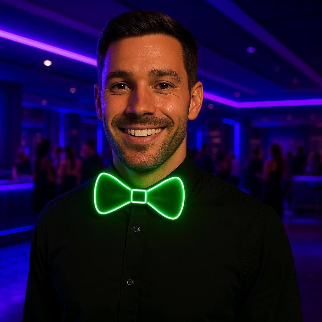 Glow-in-the-Dark LED Bowtie: Rave Light-Up Bow Tie for Kids & Adults