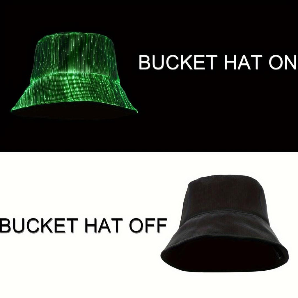 Fiber Optic LED Bucket Hat: Light-Up Rave Festival Gear