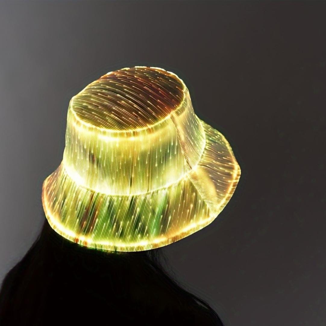 Fiber Optic LED Bucket Hat: Light-Up Rave Festival Gear