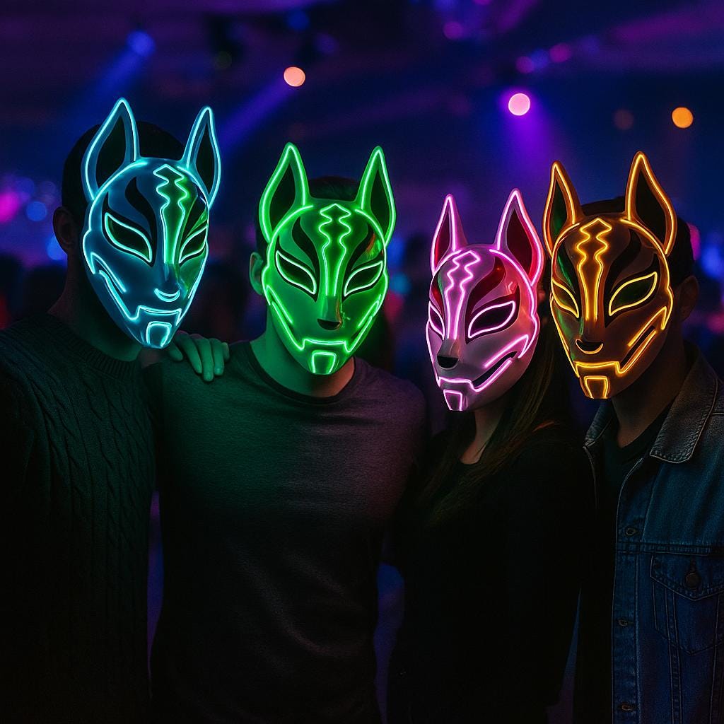Anime Fox Mask: Japanese Cosplay Mask for Halloween, Rave & Game Themes