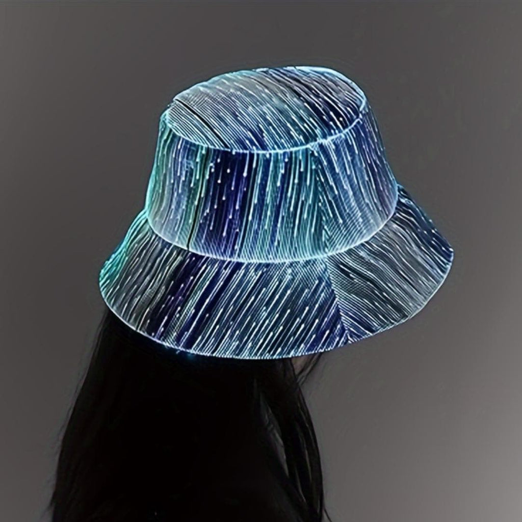 Fiber Optic LED Bucket Hat: Light-Up Rave Festival Gear
