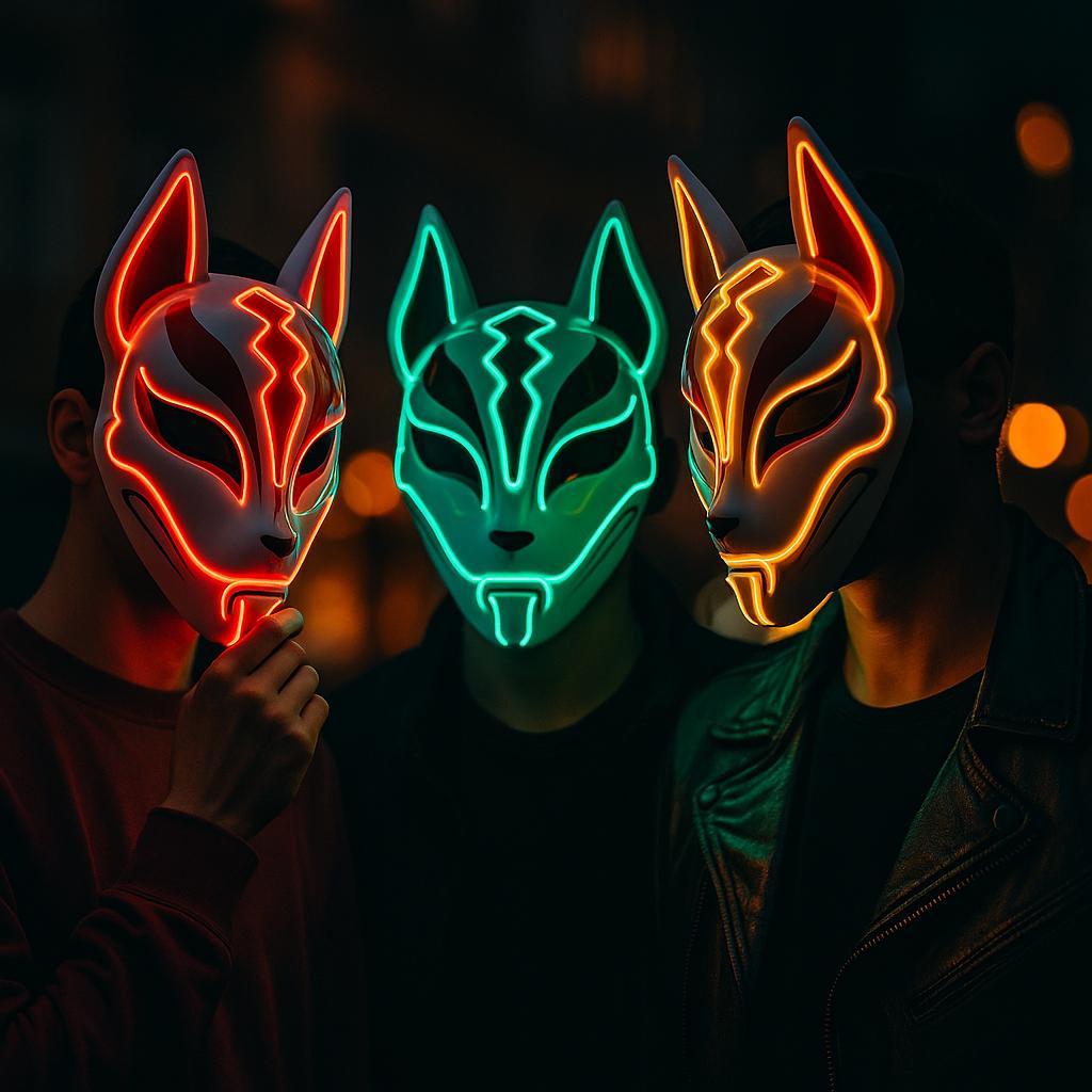 Anime Fox Mask: Japanese Cosplay Mask for Halloween, Rave & Game Themes