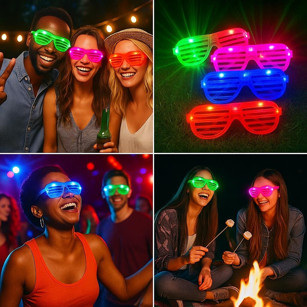 Glow in the Dark LED Glasses: Neon Party Favors - Rave Supplies