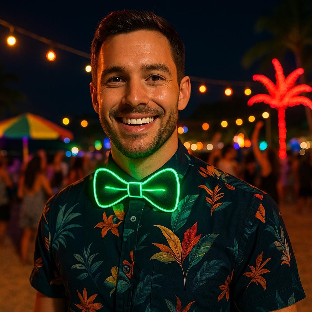 Glow-in-the-Dark LED Bowtie: Rave Light-Up Bow Tie for Kids & Adults