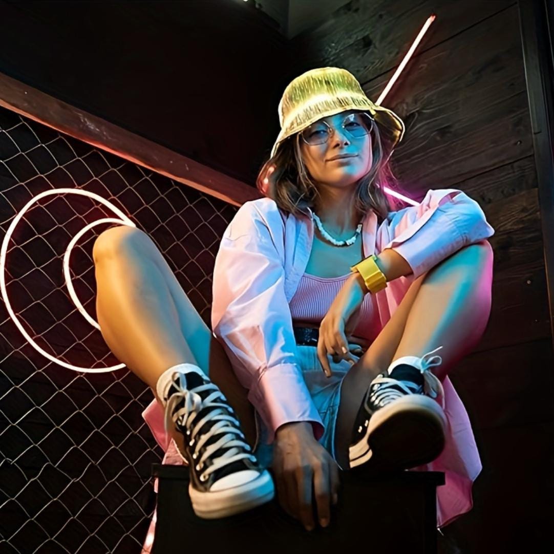Fiber Optic LED Bucket Hat: Light-Up Rave Festival Gear