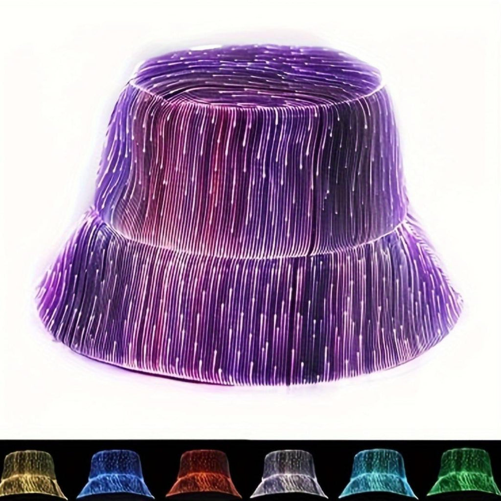 Fiber Optic LED Bucket Hat: Light-Up Rave Festival Gear