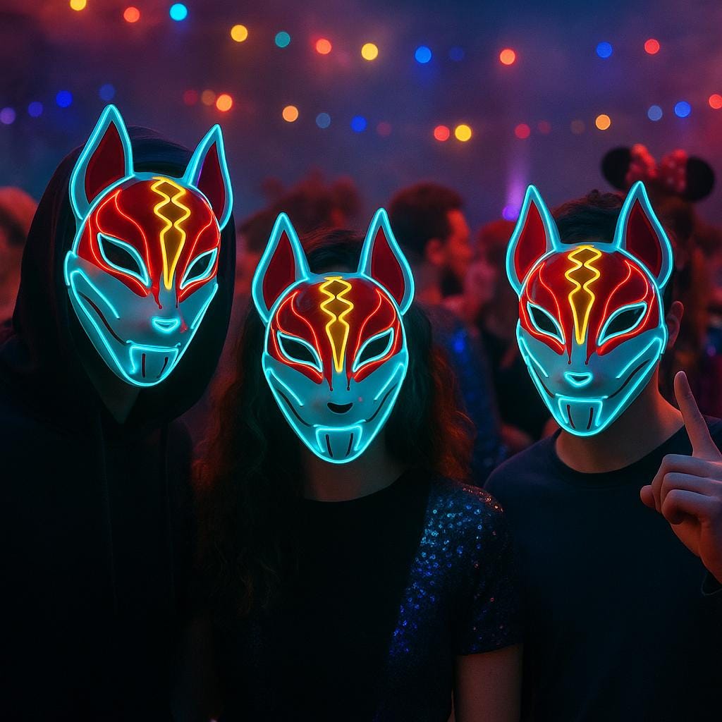 Anime Fox Mask: Japanese Cosplay Mask for Halloween, Rave & Game Themes